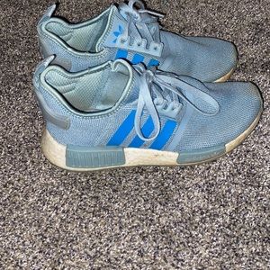 pretty worn blue adidas nmd. size women’s 5